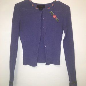 Express XS Blue Sweater with Floral Detailing